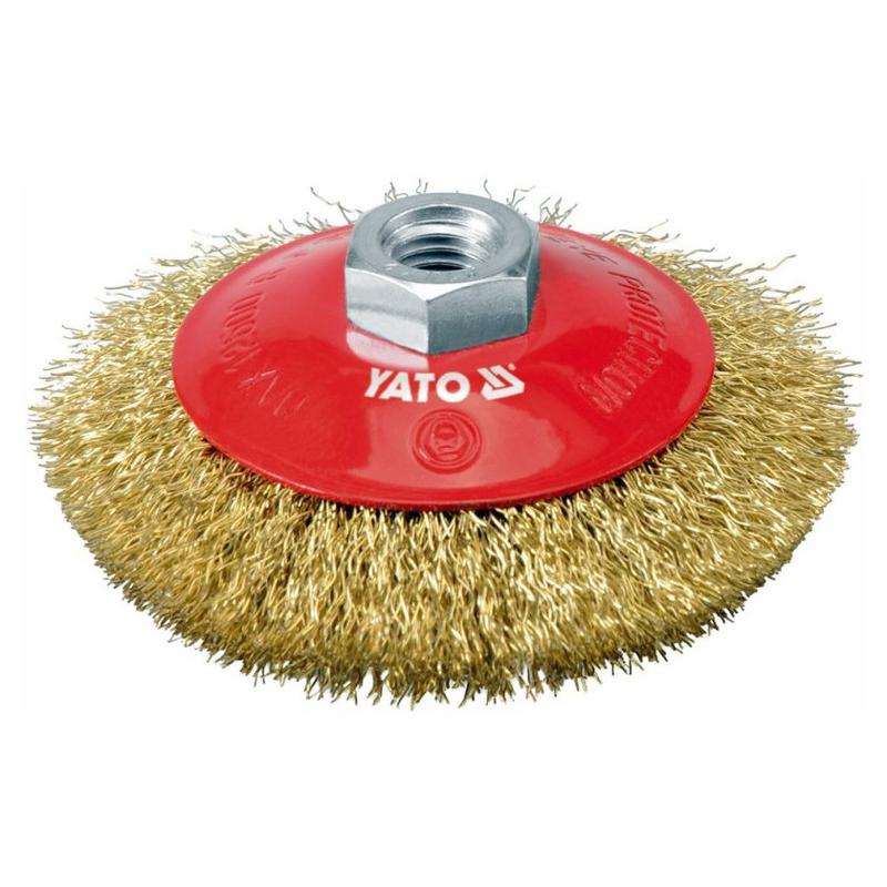 YATO Döntött körkefe M14 100 mm sárgaréz bevonattal (YT-4761) YATO Döntött körkefe M14 100 mm sárgaréz bevonattal (YT-4761)
