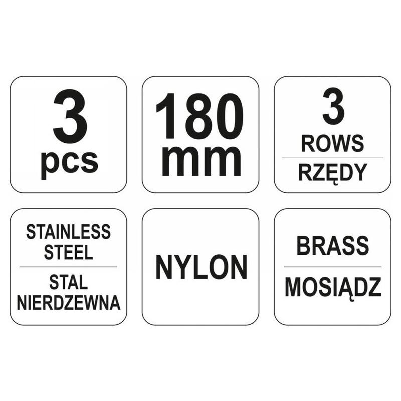 YATO Drótkefe készlet 3 részes 180 mm műanyag nyéllel (YT-6351)