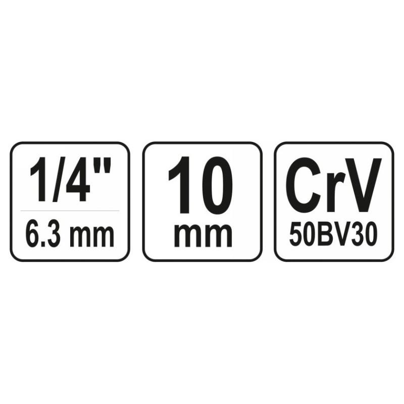 YATO Dugókulcs 1/4' 10 mm CrV (YT-14127)