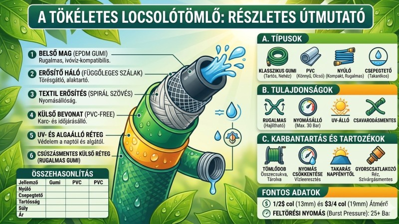 A tökéletes locsolótömlő kiválasztása: Minden, amit a kerti öntözésről tudni kell