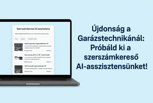 Újdonság a Garázstechnikánál: Próbáld ki a szerszámkereső AI-asszisztensünket!