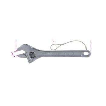 BETA 111E-HS 450 mm állítható villáskulcs – krómozott, mm/coll skálával, H-SAFE rendszerrel