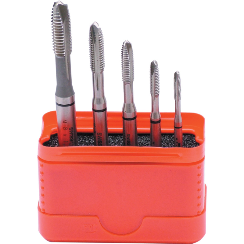 Menetfúró készlet gépi M3 - M8 HSS-Co - 5 db-os - Swiss+Tech Menetfúró készlet gépi M3 - M8 HSS-Co - 5 db-os - Swiss+Tech