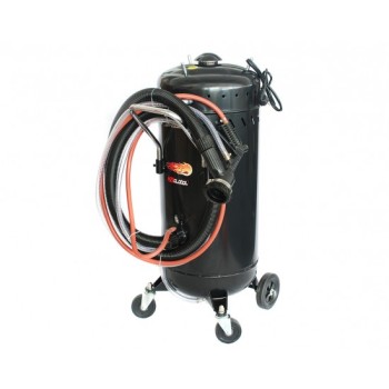 Mobil homokfúvó gép 105 literes fémtartállyal, porelszívóval, két fúvókával Mobil homokfúvó gép 105 literes fémtartállyal, porelszívóval, két fúvókával