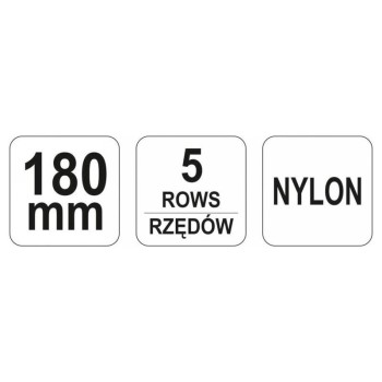 YATO Drótkefe 5 soros műanyag nyéllel nylon 180mm (YT-6349)