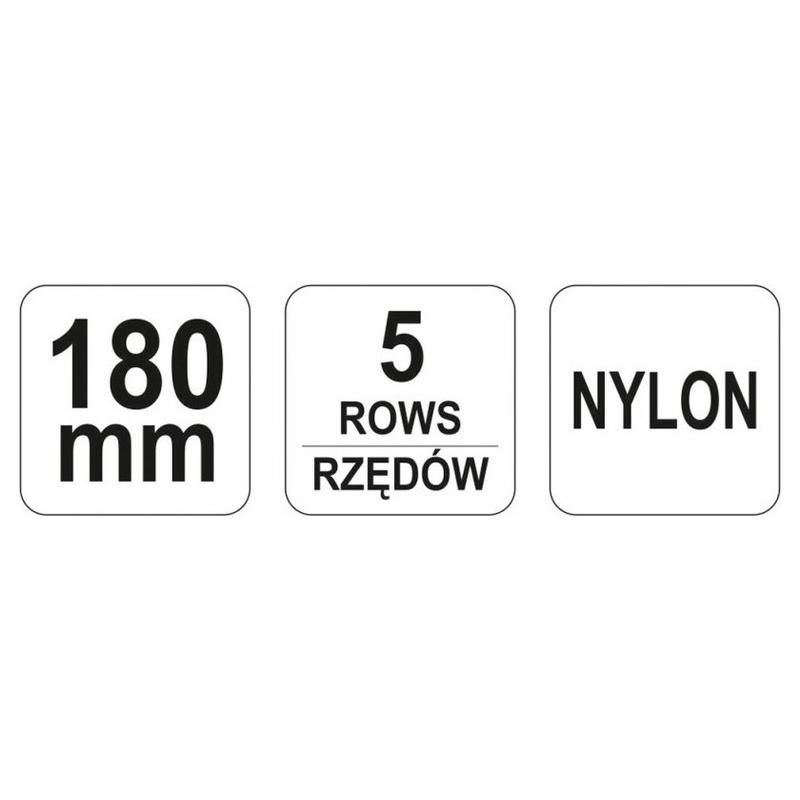 YATO Drótkefe 5 soros műanyag nyéllel nylon 180mm (YT-6349)