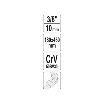 YATO T-alakú hajtókar csuklós 3/8' 450 mm CrV (YT-15292)