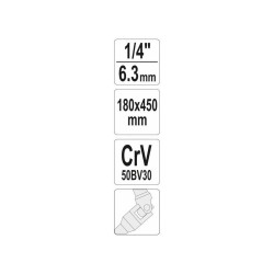 YATO T-alakú hajtókar csuklós 1/4' 450 mm CrV (YT-15291) YATO T-alakú hajtókar csuklós 1/4' 450 mm CrV (YT-15291)