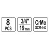 YATO YT-1155 gépi hosszú dugókulcs készlet 3/4" 8 részes CrMo 22–41 mm