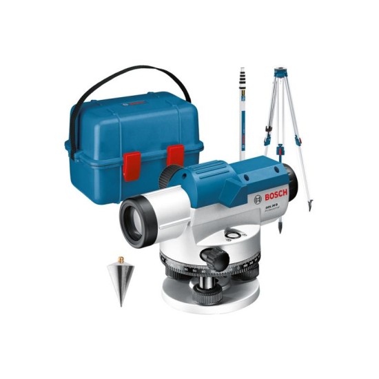 BOSCH Optikai szintezőkészülék GOL 26 D + BT 160 Állvány + GR 500 Mérőléc BOSCH Optikai szintezőkészülék GOL 26 D + BT 160 Állvány + GR 500 Mérőléc