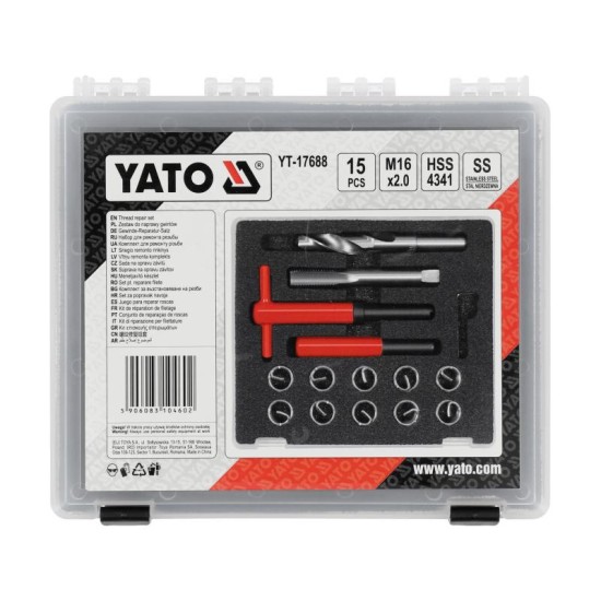 YATO YT-17688 M16 x 2,0 mm menetjavító készlet, 30 részes
