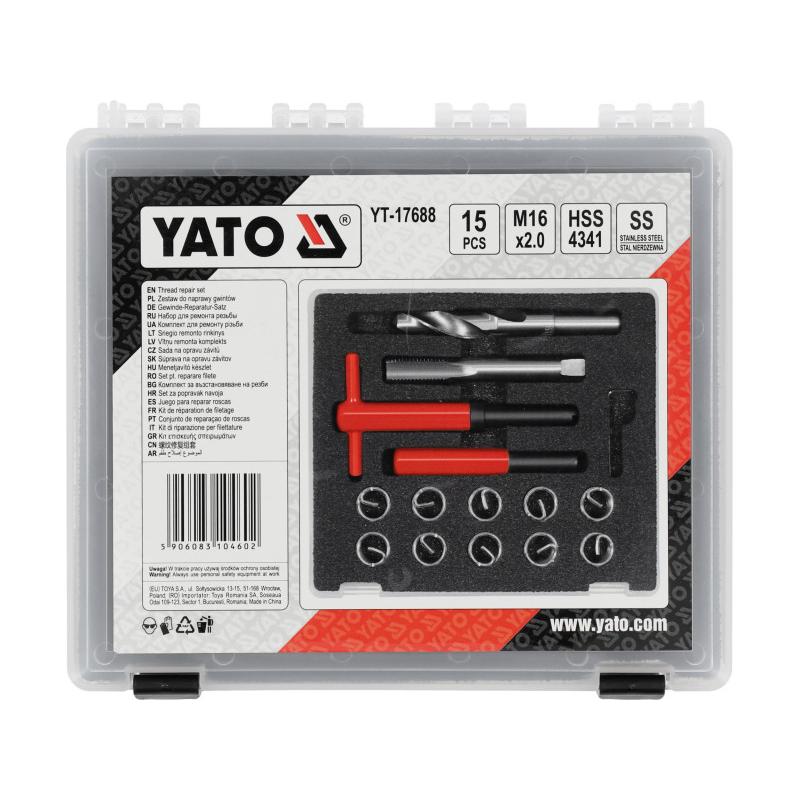 YATO YT-17688 M16 x 2,0 mm menetjavító készlet, 30 részes