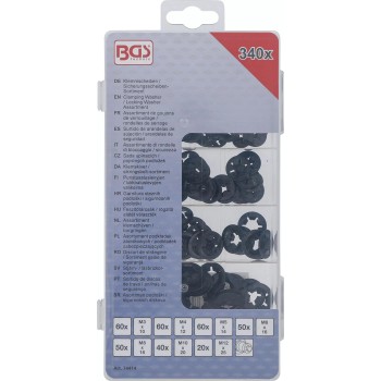 Feszítő / rögzítő alátét készlet M3-M12, 340 db - BGS Feszítő / rögzítő alátét készlet M3-M12, 340 db - BGS