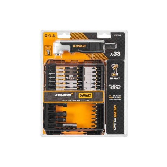 DEWALT/McLaren Bithegy készlet 33 részes sarokcsavarozó adapterrel
