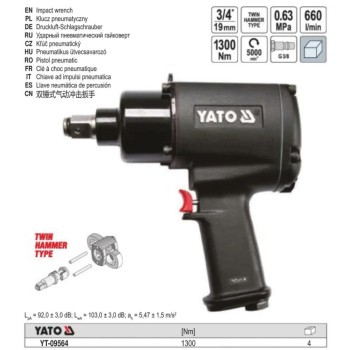 Légkulcs  3/4'' 1300 Nm - Yato