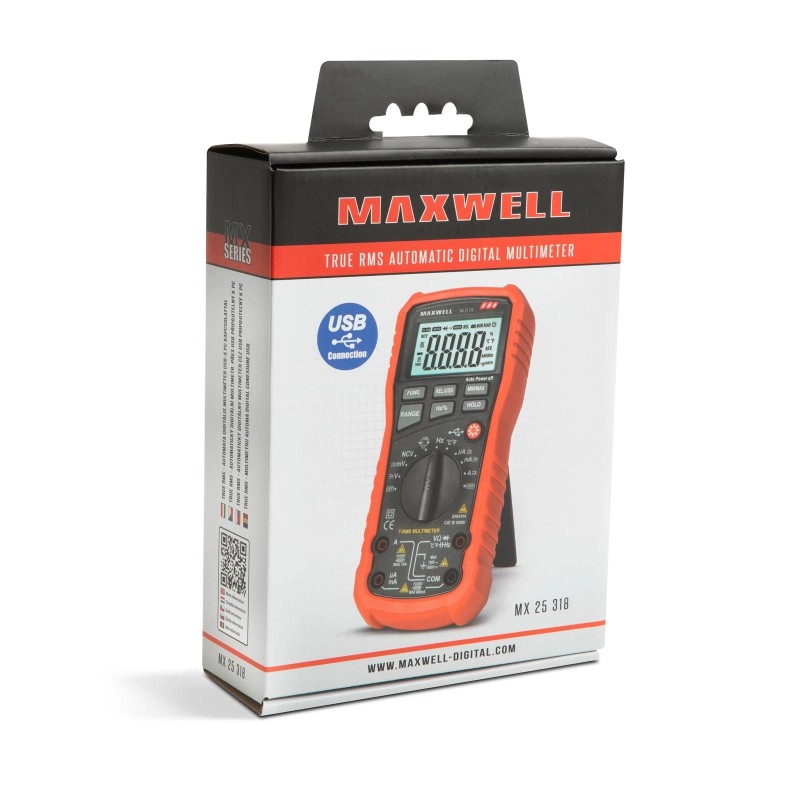 Multiméter, digitális DC 1000V / AC 750V NCV -  USB - Maxwell