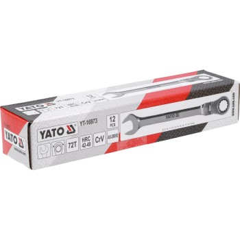 Csillag-villás racsnis-csuklós készlet 8-19 mm 12 részes 72 fogas - Yato Csillag-villás racsnis-csuklós készlet 8-19 mm 12 részes 72 fogas - Yato