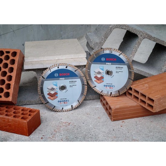 BOSCH Gyémánt vágókorong szett 230 x 2,6 x 10 x 22,2 mm szegmentált Multi Material (2 db)