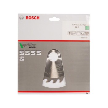 BOSCH Fűrésztárcsa fához 165 x 30/20 x 2,6 mm / 24T Optiline Wood ATB