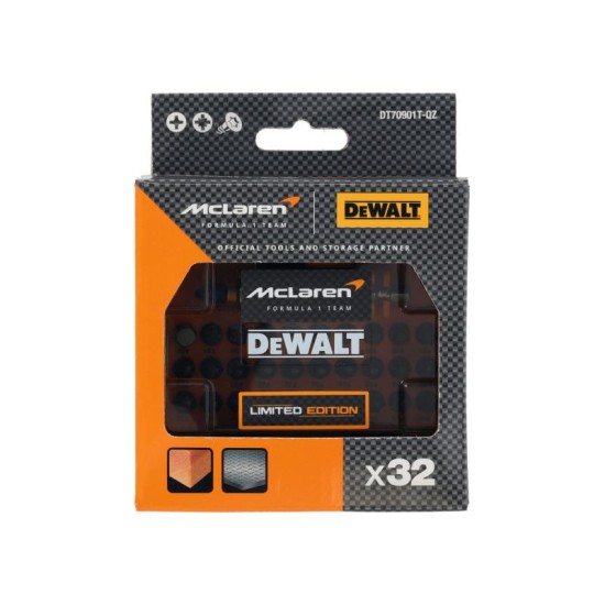 DEWALT/McLaren Bithegy készlet 32 részes bithegytartóval