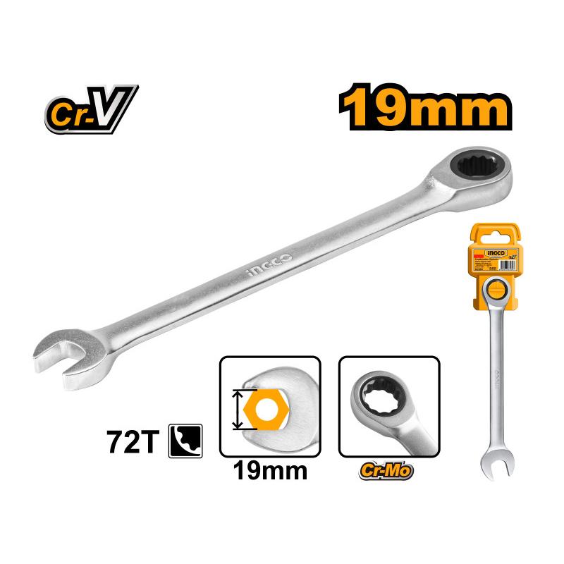 INGCO Racsnis csillag-villáskulcs 19 mm / 245 mm CrV