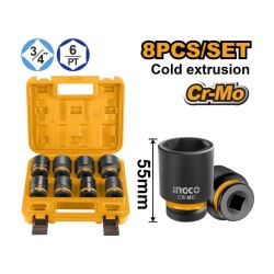INGCO Gépi dugókulcs készlet 8 részes 3/4'' 26-38 mm CrMo INGCO Gépi dugókulcs készlet 8 részes 3/4'' 26-38 mm CrMo