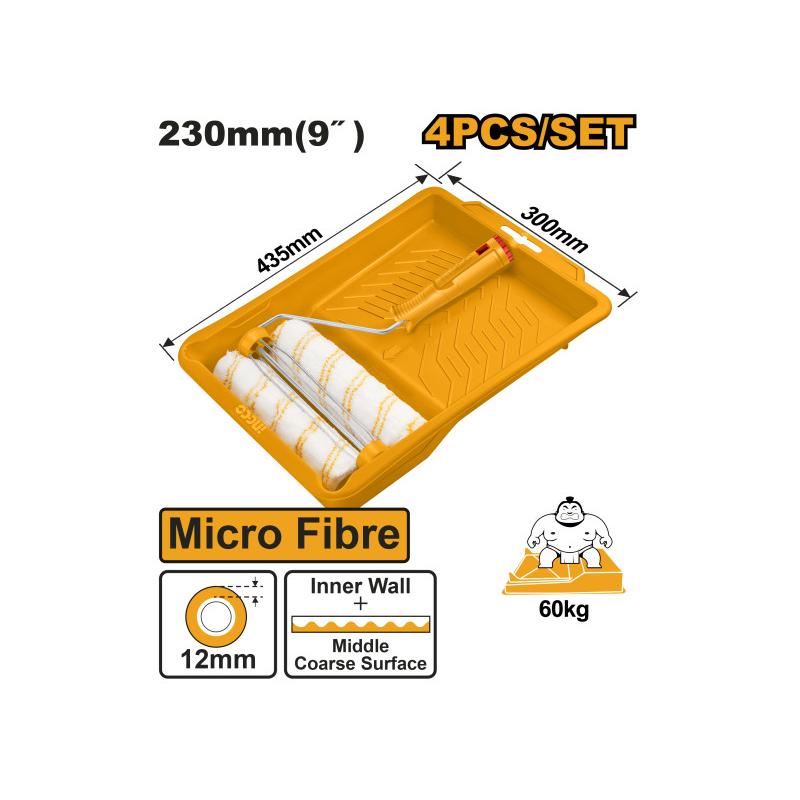 INGCO Mikroszálas festőhenger szett 4 részes 230 x 12 x 6 mm