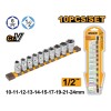 INGCO Dugókulcs készlet 10 részes 1/2'' 10-24 mm CrV