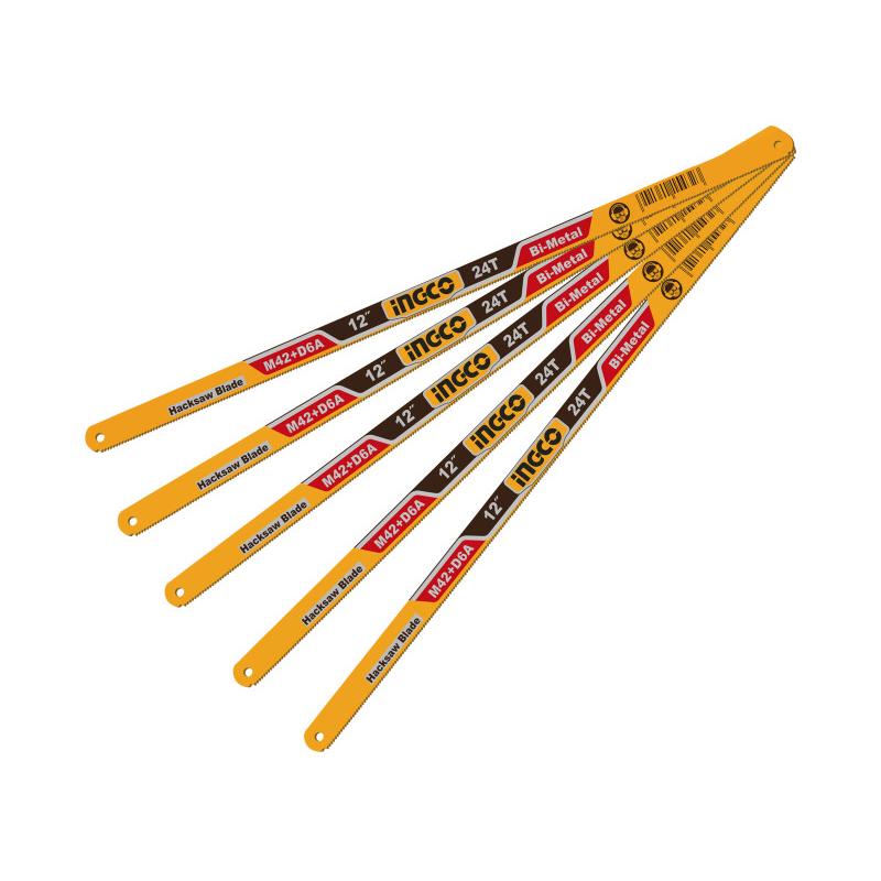 INGCO Fémfűrészlap kézi 300 / 12 mm 24 TPI bimetál (5 db)
