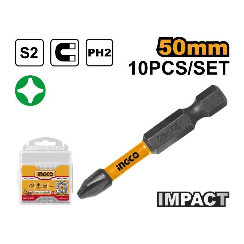 INGCO Impact bithegy PH2 x 50 mm (10 db)