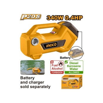 INGCO Akkus víz- és olajszivattyú 3/4'' 20 V (akku és töltő nélkül)