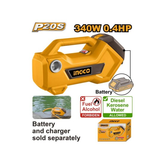 INGCO Akkus víz- és olajszivattyú 3/4'' 20 V (akku és töltő nélkül)