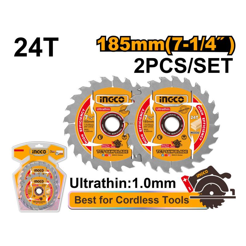 INGCO Fűrésztárcsa fához 185 x 20 x 1,0 mm / 24T (2 db)