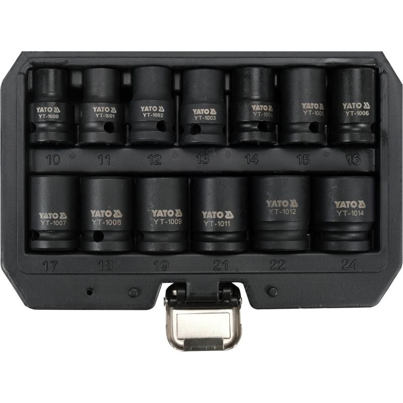 YATO Gépi dugókulcs készlet 13 részes 1/2'' 10-24 mm CrMo YATO Gépi dugókulcs készlet 13 részes 1/2'' 10-24 mm CrMo