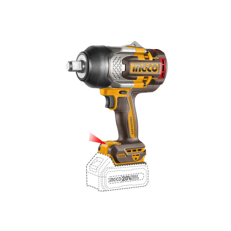 INGCO Akkus ütvecsavarozó 3/4'' 1350 Nm szénkefe nélküli 20 V (akku és töltő nélkül)