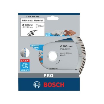 BOSCH Gyémánt vágókorong 180 x 2,4 x 10 x 22,2 mm szegmentált Multi Material