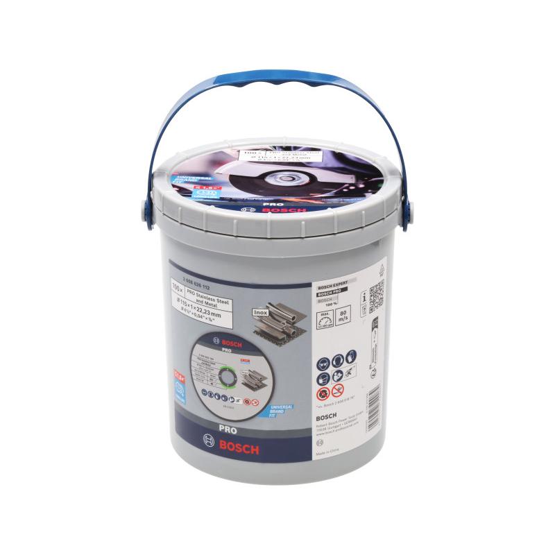 BOSCH PRO Vágókorong inox/fémre 115 x 1,0 x 22,2 mm St. Steel & Metal vödrös kiszerelés (100 db)
