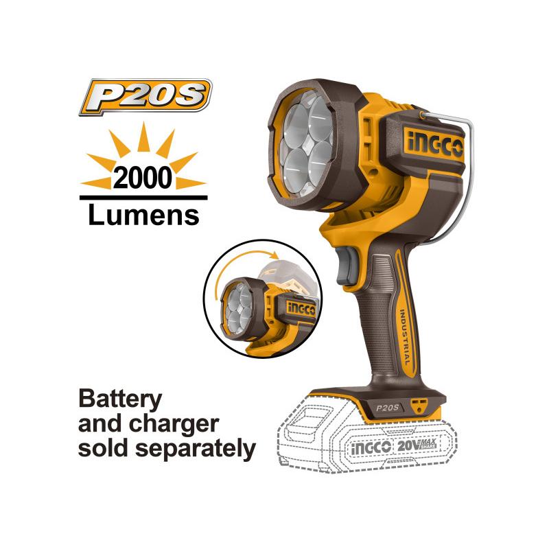 INGCO Akkus LED lámpa 2000 lm 20 V (akku és töltő nélkül) INGCO Akkus LED lámpa 2000 lm 20 V (akku és töltő nélkül)