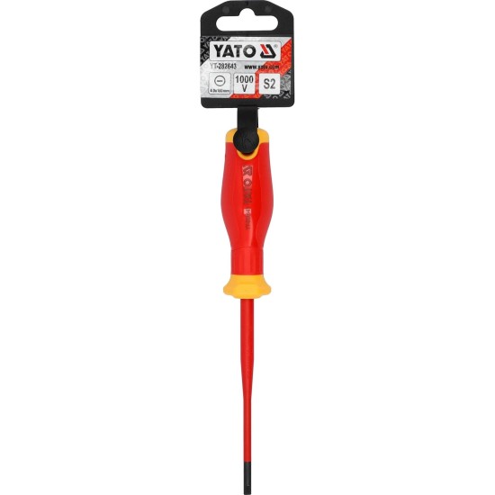 Csavarhúzó szigetelt lapos 4x100 mm VDE 1000V - Slim - Yato Csavarhúzó szigetelt lapos 4x100 mm VDE 1000V - Slim - Yato
