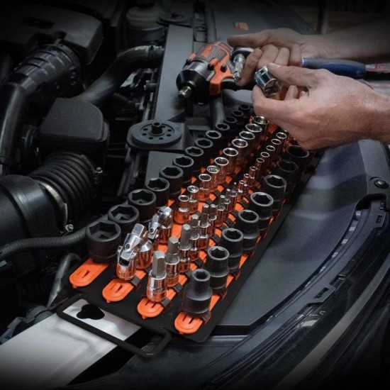 Dugókulcstartó sín, fiókba helyezhető 80 db-os 1/4''-3/8''-1/2'' SP Tools