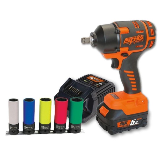 Ütvecsavarozó, akkus 18V 970 Nm 1/2'' 1 db 5.0Ah + 5db fej - SP Tools Ütvecsavarozó, akkus 18V 970 Nm 1/2'' 1 db 5.0Ah + 5db fej - SP Tools