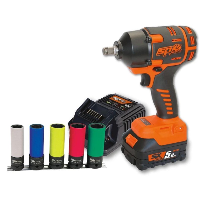 Ütvecsavarozó, akkus 18V  970 Nm 1/2'' 1 db 5.0Ah + 5db fej - SP Tools