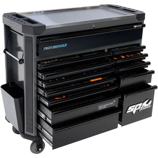 Szerszámos kocsi gyári-felszerelt 388 db-os 13 fiók TECH S. - FEKETE