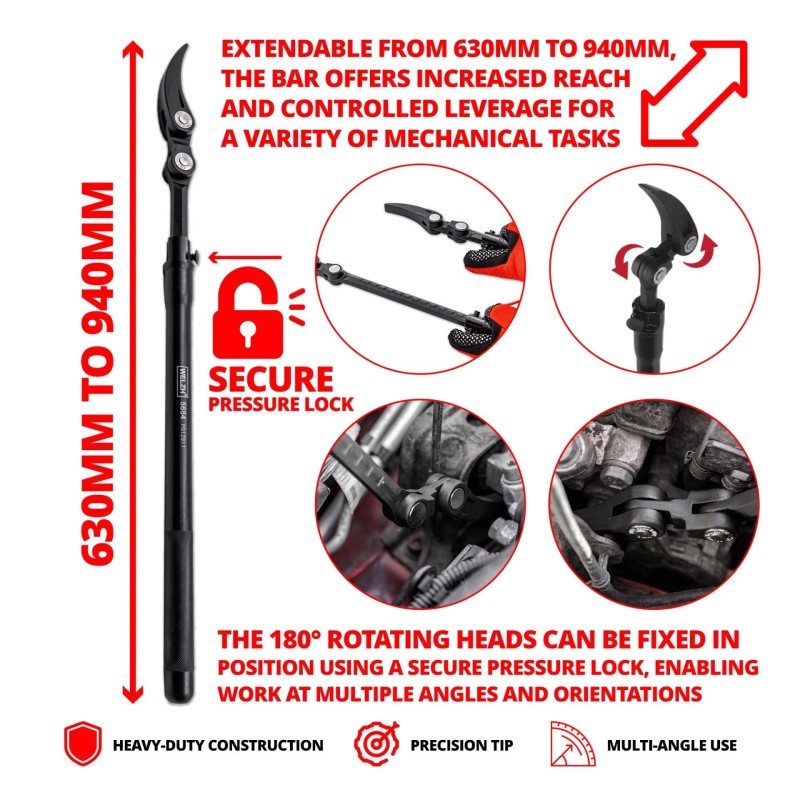 Pajszer - feszítővas  340-470 mm - csuklós kivitel, állítható - Welzh