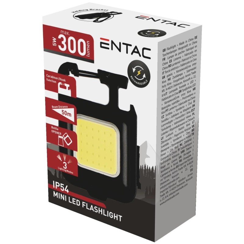 Kulcstartólámpa karabínerrel Li-ion 300 lm COB LED 3 funkciós - ENTAC Kulcstartólámpa karabínerrel Li-ion 300 lm COB LED 3 funkciós - ENTAC