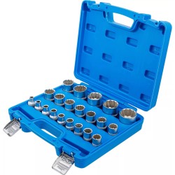Dugókulcs - crowafej készlet 1/2'' 12 szögű rövid  8-36 mm 21 db-os - BGS Dugókulcs - crowafej készlet 1/2'' 12 szögű rövid  8-36 mm 21 db-os - BGS