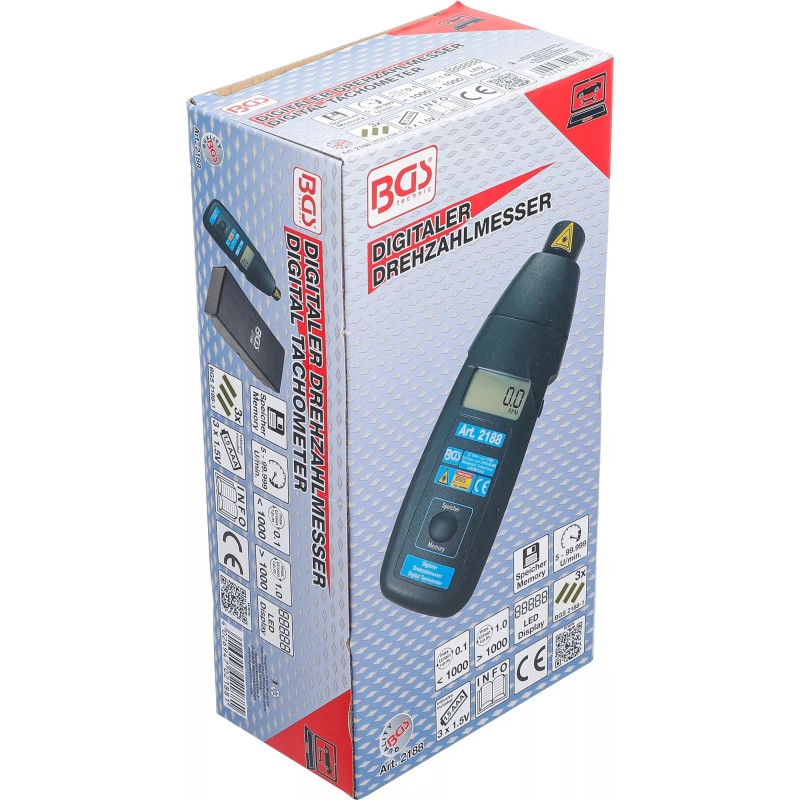 BGS-2188 digitális fordulatszámmérő fotoelektronikai mérés 5-99999 ford/perc