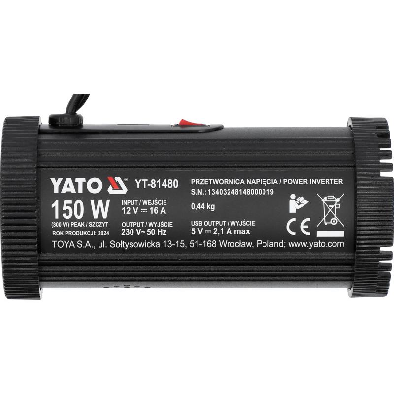 YATO Inverter 12 V / 230 V max 150 W YATO Inverter 12 V / 230 V max 150 W