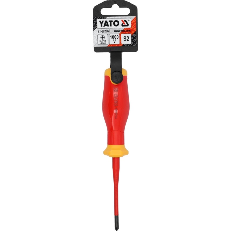 Csavarhúzó VDE 1000 V szigetelt +-/PH1x80 mm - Slim - Yato