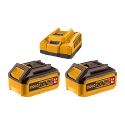 INGCO Akkumulátor és töltő szett 20 V (2 x 5,0 Ah akku + 4,0 A töltő) INGCO Akkumulátor és töltő szett 20 V (2 x 5,0 Ah akku + 4,0 A töltő)